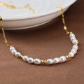 wholesale S925 Sterling Silver Cloud-Inspired Jewelry Tile Chain Cultured Freshwater Pearl Necklace 14K Gold Direct from Manufacturer-0-3