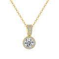 14K Gold Plated 925 Sterling Silver Moissanite Pendant Necklace-0-3