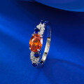 wholesale S925 Silver Stunning New Live Stream Edition Simulated 5*7mm Oval Fanta Orange French Romantic Ring-0-6