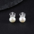 wholesale S925 Sterling Silver New 9mm Natural Freshwater Pearl Earrings for Women, Fashionable and Luxurious Elegant Ear Studs-0-2