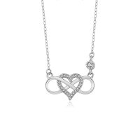 wholesale 925 Sterling Silver Cross-border Hit Love Infinity Symbol Necklace For Women, Luxe Minimalist-A2308-White Gold 925 Silver
