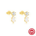 wholesale S925 sterling silver with zircon, pearl, and planet design earrings, trendy in-0-9