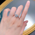 wholesale S925 Sterling Silver 6*6mm Heart-Shaped White Diamond Ring Women'sIns-0-3