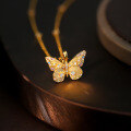 wholesale S925 Sterling Silver Retro Colorful Zircon Butterfly Necklace For Women, Cross-border Niche Luxury-0-2