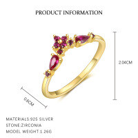 wholesale S925 Sterling Silver Geometric Round Ring With Zirconia Butterfly For Women, Light Luxury And Versatile-K2150-Gold 7