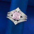 wholesale 925 Silver Crown Princess Style 7*7 Pink Diamond Niche Design Fashion Stackable Ring by MuJing Jewelry New Collection-0-1