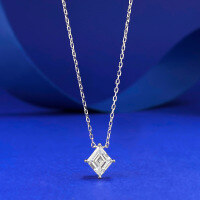 wholesale S925 Silver New Style One Carat Rhombus Necklace for Women with High Carbon Diamond Overlap Collarbone Chain-N096 White Gold 925 Silver