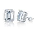 wholesale 18k Gold Plated 925 Silver Bezel-Set 8*10mm Emerald Cut Moissanite Earrings for TikTok Foreign Trade Live Streams-0-5