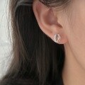 wholesale Sterling Silver S999 Geometric Inlaid Stud Earrings Women Small Minimalist FashionVersatile Korean Style Ear Accessories-0-2