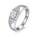 wholesale Silver Plated 18k Gold Minimalist Classic 1 Carat Moissanite Engagement Ring Unisex Valentine's Gift-0-0