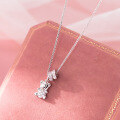 wholesale 925 Silver Fresh Sweet Ins Style Niche Design Inlaid Diamond Heart Bear Hoop Necklace Y02120-0-1