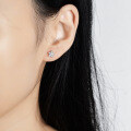 S925 Sterling Silver Five-Star Five-Leaf Clover Earrings with Moissanite-0-3
