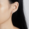 Sterling Silver Moissanite Cross Geometric Earrings, High-Quality Export-0-3