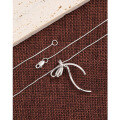 wholesale 925 Sterling Silver Line Bow Necklace for Women, Summer Fashion Versatile Ins Light Luxury Advanced Sense Collarbone Chain Necklace-0-2