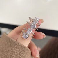 wholesale S925 Sterling Silver European and American Cross-Border New High-Carbon Diamond Ice-Cut Radiant Ring for Women, Exuding an Elegant and Minimalist Sense of Luxury-DY120660-SW-WH 8