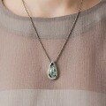 wholesale S925 Sterling Silver Minimalist Geometric Teardrop Moss Agate Pendant Choker Necklace Vintage Style Wholesale-0-1