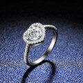 925 Silver Moissanite Ring Heart Cut Hollow Solitaire-0-3