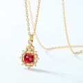 wholesale S925 Sterling Silver Red Corundum Pendant Women's Latest Korean Trendy Original Exquisite Retro Minimalist Collarbone Chain Factory Wholesale-0-1