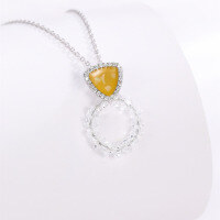 wholesale S925 Sterling Silver Cross-Border Ins Style Small Triangle Yellow Shell Circle Necklace Versatile Gift for Girlfriend Collarbone Chain-TL007423 925 silver