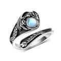 wholesale 925 Sterling Silver Adjustable Bohemian Retro Dragon Moonstone Ring for Women-0-4