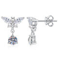 S925 Sterling Silver Moissanite Mini Pearl Butterfly Earrings, Luxury Wholesale-0-3