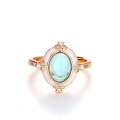 wholesale Vintage gold-plated oval ruby and sapphire ring for women, high-end luxury versatile openable emerald ring-0-4
