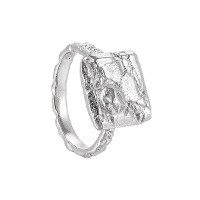 wholesale S925 Sterling Silver Small Niche Minimalist Pleated Square Irregular Texture Design Ring for Women-JLB0021 model Adjustable opening