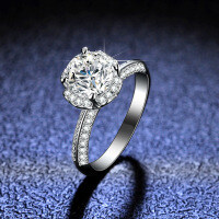 925 Sterling Silver Moissanite Bouquet Ring, Classic Rose Fountain Jewelry Wholesale-1 carat (empty setting)  Adjustable opening