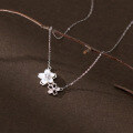wholesale S925 Sterling Silver Light Luxury Sweet White Mother-of-Pearl Diamond-inlaid Hollow Cherry Blossom Necklace Y01080-0-3