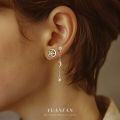 wholesale S925 Sterling Silver Star and Moon Fashion Earrings for Women, Elegant European-style Diamond-accented Versatile Luxury Trendy Earrings-0-3