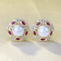 wholesale S925 Silver New Artificial Synthetic 7mm Pearl Earrings Retro Fashion Versatile European and American Best-Seller-0-0