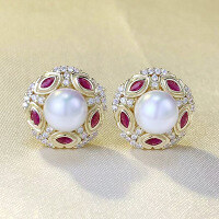 wholesale S925 Silver New Artificial Synthetic 7mm Pearl Earrings Retro Fashion Versatile European and American Best-Seller-E426 Pearl Earrings 925 Silver