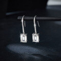 wholesale S925 sterling silver gold-plated emerald cut 6*8mm square hook earrings for women with full moissanite-0-1