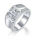 wholesale 18K White Gold Plated Silver 1 Carat Moissanite Diamond Ring Men's Wedding Band Couple's Real Diamond-0-4