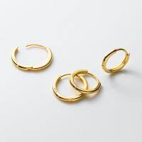 wholesale 925 Sterling Silver Minimalist Smooth Hoop Earrings Unisex Cool Style M04015-S925 silver pair gold 10MM>925 silver