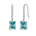 18k Gold Plated S925 Silver 6*8mm Radiant Cut Blue-Green Moissanite Horus Eye Fashion Earrings-0-4