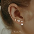 wholesale S925 Sterling Silver Opal Zircon Star Moon Round Ear Studs for Women, Wholesale-0-1