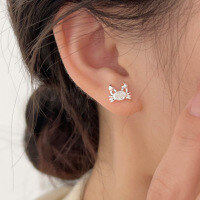 wholesale S925 Sterling Silver Small Crab Stud Earrings for Women, New Cute, Unique, and Exquisite Earrings-Sterling silver