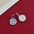 wholesale S925 Sterling Silver Auspicious Snake Pendant, Chinese Style Antique-inspired Minimalist Component for DIY Handmade Beading Bracelet, Red Cord Necklace-0-2