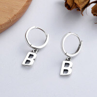 wholesale S925 Sterling Silver Korean Dongdaemun B Letter Trendy Pendant Tassel Earrings, Fashion Icon's Choice-YFR036/approx. 2.83g>925 silver