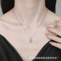 Sterling Silver Moissanite Full-Diamond Sparkling Square Pendant Necklace Wholesale-0-2