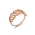 wholesale 925 Silver Rose Gold Plated, Lace Style Red Garnet Open Ring with Retro Wave Pattern-0-1