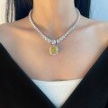 wholesale 925 Sterling Silver Shipi Jewelry 8ct Goose Yellow 13*13 Ice Flower Cut High-End Pendant Necklace for Women 40-50cm-0-2