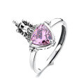 wholesale S925 sterling silver crown wings castle heart pink zirconia ring, French luxury style elegant ring for women-0-6