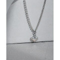 wholesale S925 Sterling Silver 128 Korean Version Ins Small and Unique Design Vintage Distressed Heart Ballpoint Chain Textured Necklace for Women-0-1