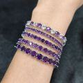 wholesale S925 Sterling Silver Romantic Flattering Purple 3/4/5mm Tennis Chain with Natural Amethyst Bracelet-0-1