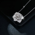 wholesale 18k Gold Plated S925 Silver Full Moissanite Classic Camellia Pendant Necklace for Women-0-3