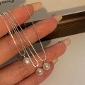 wholesale S925 Sterling Silver Women's Pearl Necklace, Light Luxury Small and Freshwater Natural Pearl Delicate Collarbone Chain, Bright Silver Tone, Celebrity Style-0-0