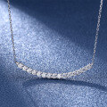 wholesale S925 Sterling Silver Moissanite Necklace for Women, Minimalist Korean Style, Ins Small and Luxurious Smile Pendant Collarbone Chain-0-0
