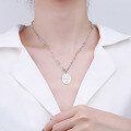 wholesale S925 Sterling Silver Retro Vintage English Oval Pendant Multi-Element Link Chain Fashion Trend Necklace-0-2